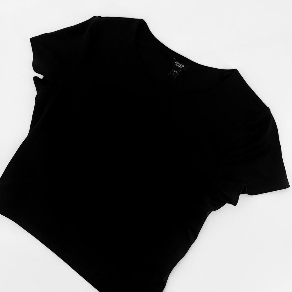 Express Black Body Contour Crewneck Short Sleeve Basic Classic T-Shirt Medium